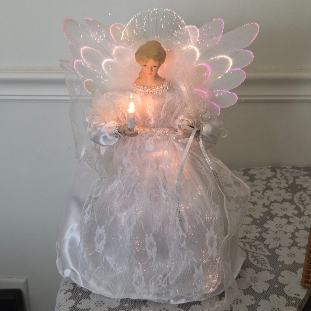 Fiber Optic Angel Christmas Tree Topper 12" Changes Colors WATCH VIDEO